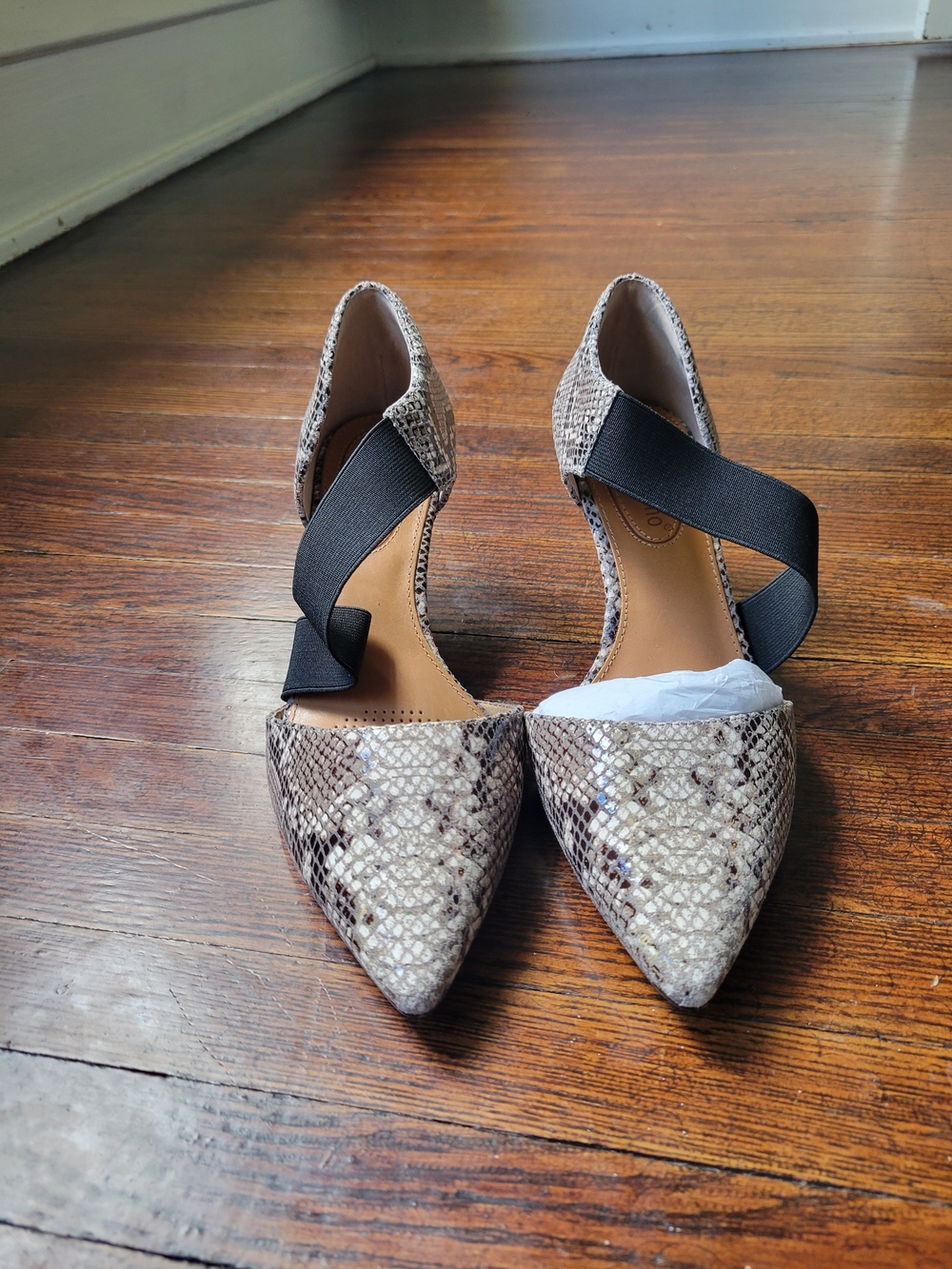 Corso Como Denice Pumps Snake Print Leather Point Toe Elastic Strap Size 5 1/2M - Picture 3 of 15